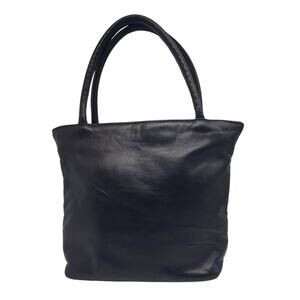 Retro Status Quo Black Leather Purse Vintage Small Minimalist Carry Handbag NYC